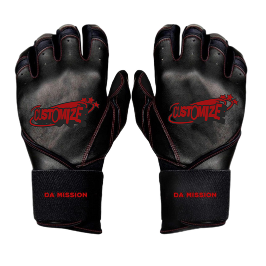 Customize: Black and Red Batting Gloves