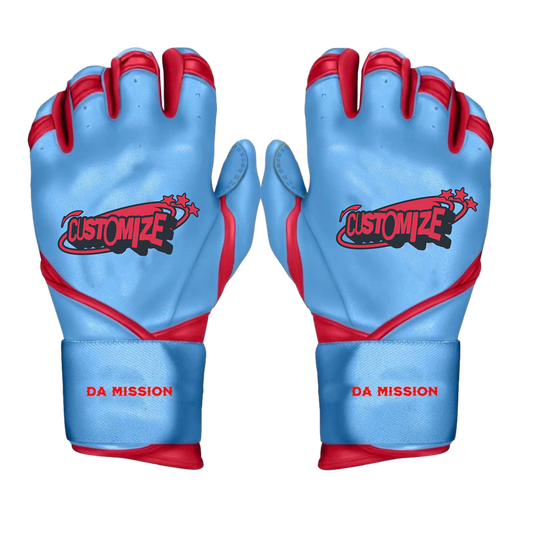 Customize: Light Blue/Red Batting Gloves